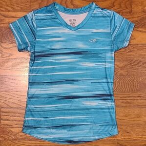 Champion Duo Dry Teal V-Neck Shirt Size Medium